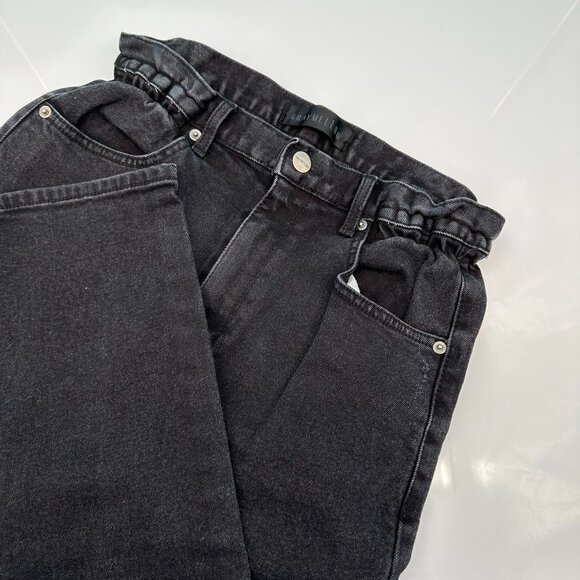 Gray Mellow Women's High Rise Paperbag Waist Jeans, Size Large, Black - Picture 3 of 11